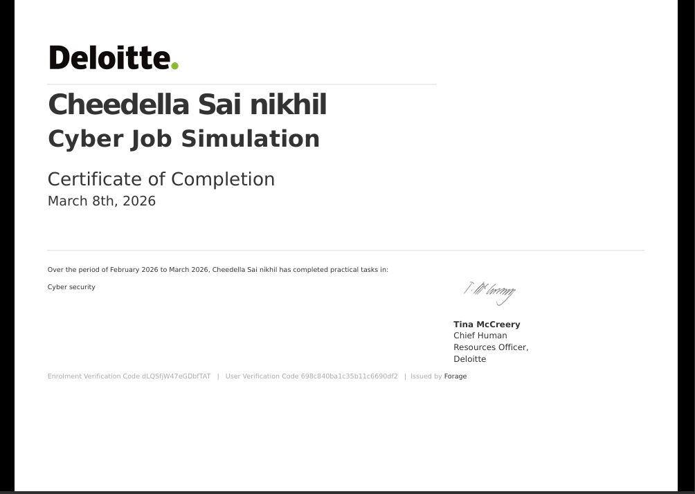 Deloitte Cyber Job Simulation Certification